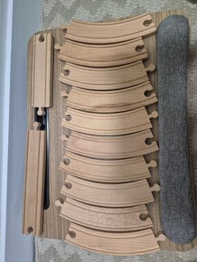 12 Piece Set Wood Curved Train Track Pieces Curves